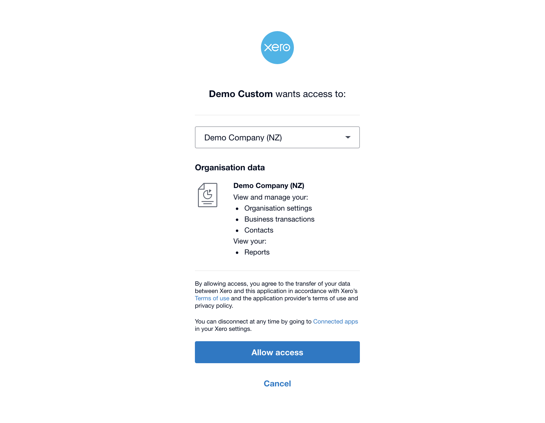 Custom Connections — Xero Developer